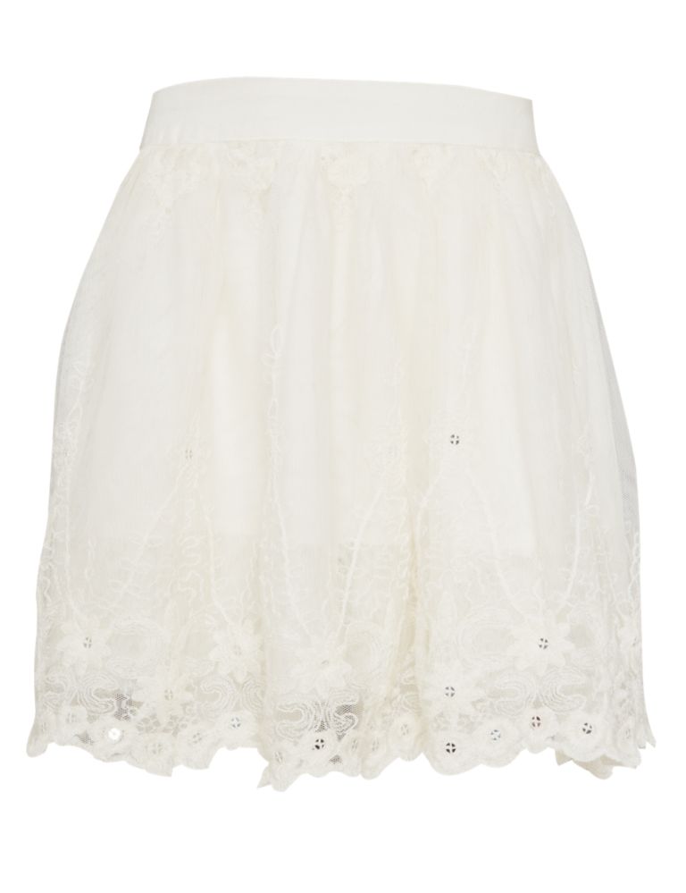 Floral Lace Embroidered Skirt 2 of 6