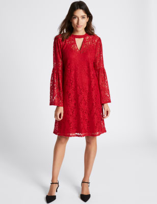 M&s red 2024 lace dress