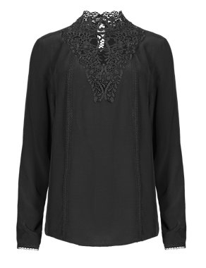 Floral Lace Funnel Neck Blouse Image 2 of 4