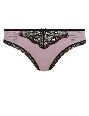Floral Lace Gathered Brazilian Knickers Image 2 of 3