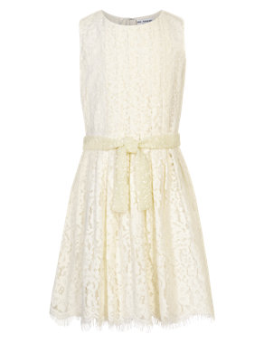 Floral Lace Girls Dress with Sequin Belt (5-14 Years) Image 2 of 3