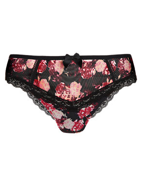 Floral Lace Low Rise Brazilian Knickers Image 2 of 3