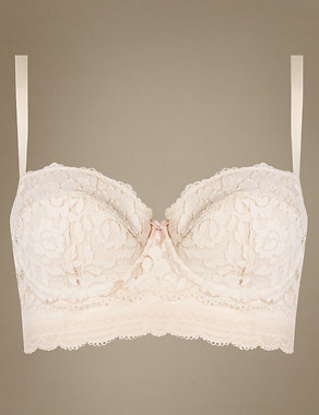 Floral Lace Padded Underwired Longline Balcony Bra A-E Image 2 of 4