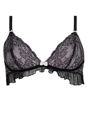 Floral Lace Pleated Underwired Bralet Bra A-DD Image 2 of 4