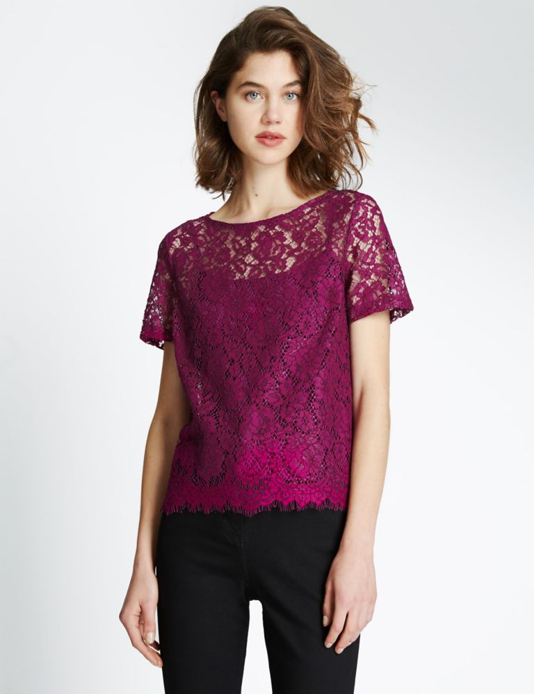 Floral Lace Shell Top with Camisole 1 of 3