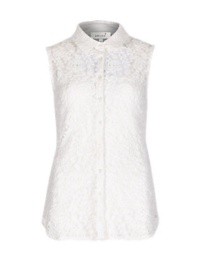 Floral Lace Sleeveless Shirt with Camisole Image 2 of 4