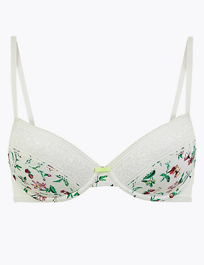 Floral Lace Smoothing Padded Plunge Bra A-E Image 2 of 7