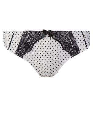 Floral Lace Spotted Papertouch Brazilian Knickers Image 2 of 3