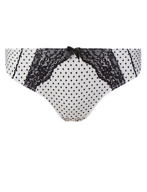 Floral Lace Spotted Papertouch Brazilian Knickers Image 2 of 3