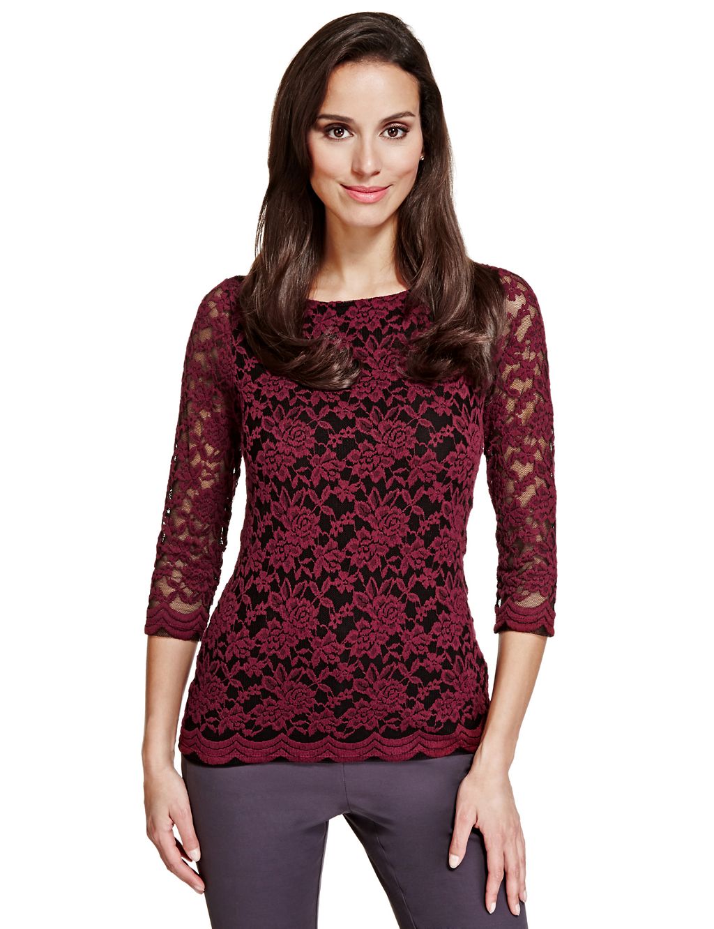 Floral Lace Two Tone Top 2 of 4