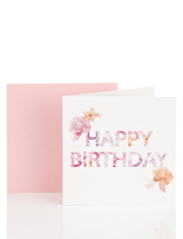 Floral Lettering Birthday Card Image 1 of 1