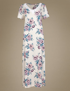 Floral Long Nightdress with Modal Image 2 of 3
