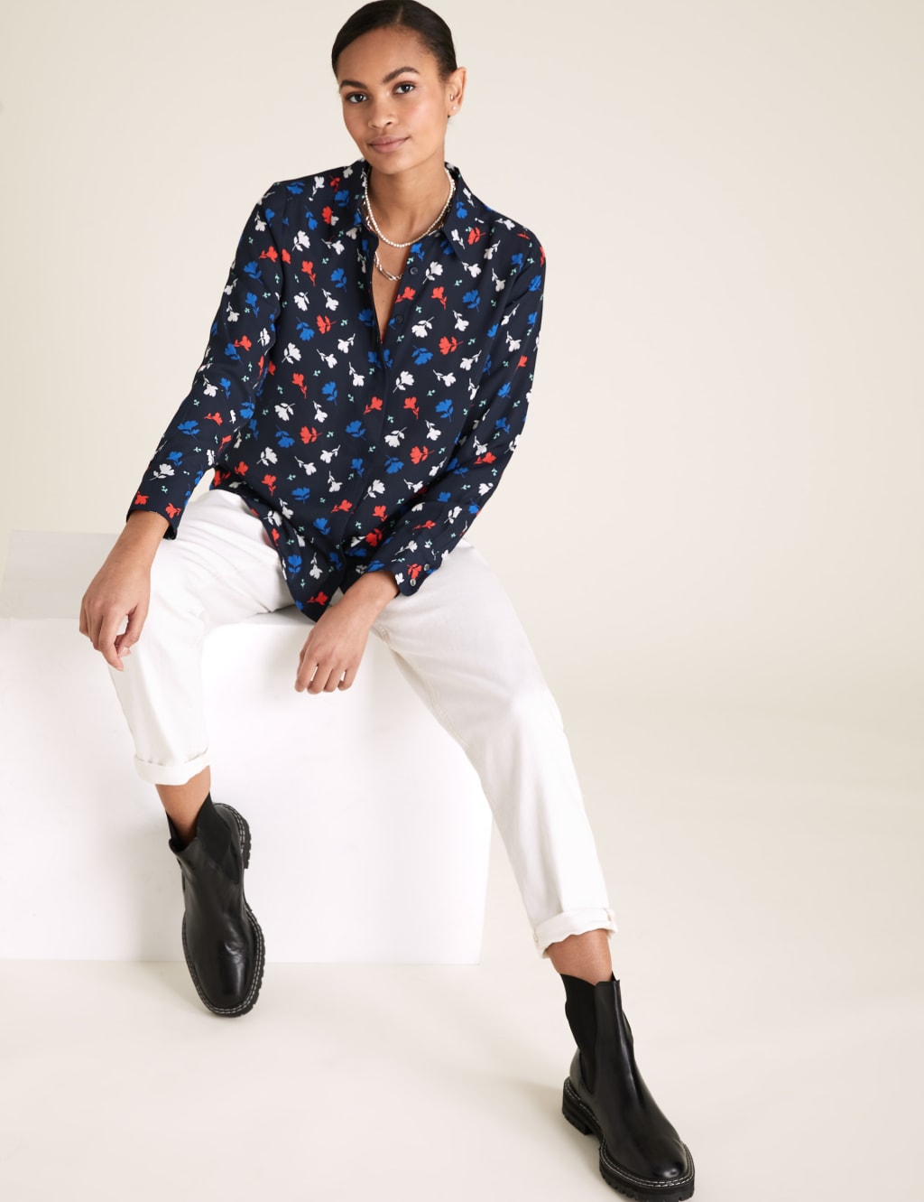 Floral Long Sleeve Blouse M&S Collection M&S