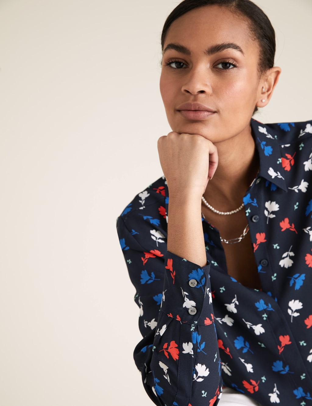 Floral Long Sleeve Blouse M&S Collection M&S