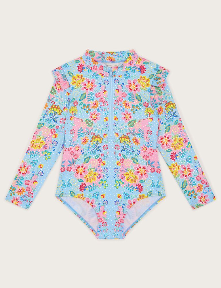 Floral Long Sleeve Swimsuit (3-13 Yrs) 1 of 3