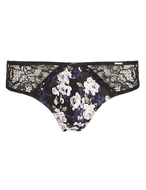 Floral Low Rise Brazilian Knickers with Silk Image 2 of 3