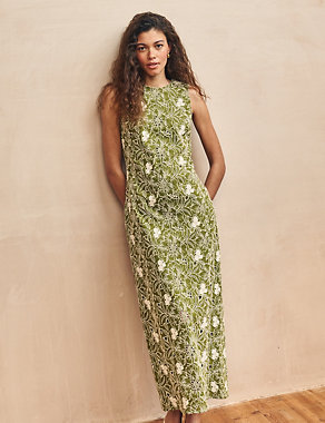 Floral Maxi Bodycon Dress with Linen Image 2 of 4
