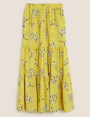 Floral Maxi Tiered Skirt with Linen Image 2 of 6