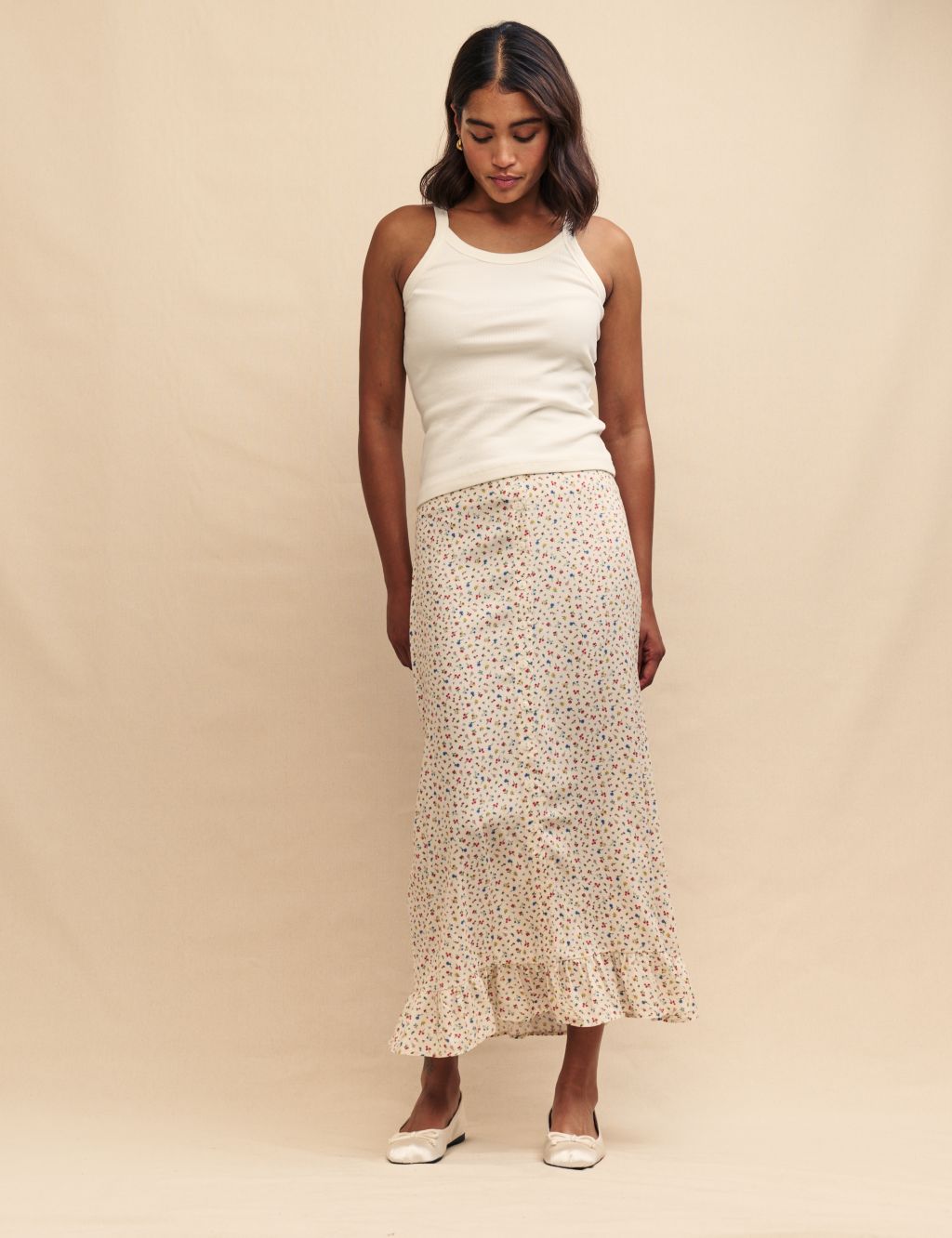 Floral Midaxi Column Tiered Skirt 3 of 4