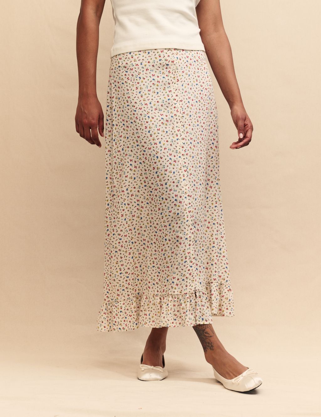 Floral Midaxi Column Tiered Skirt 1 of 4