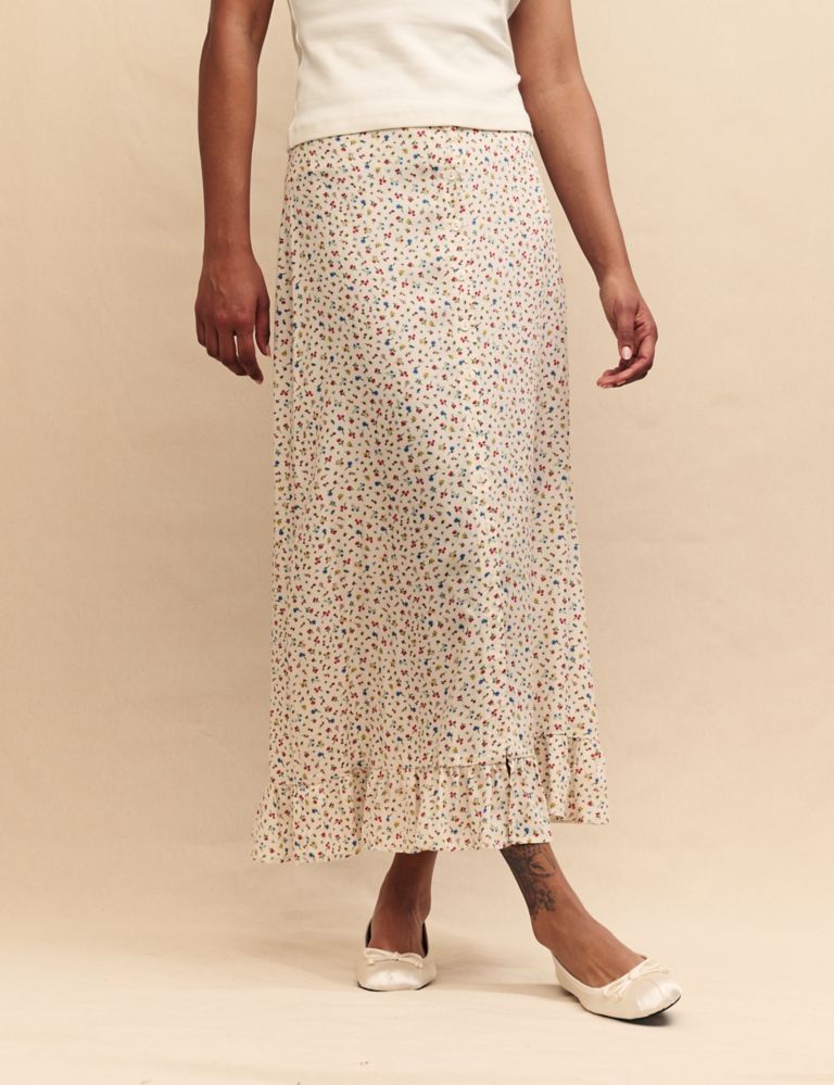 Floral Midaxi Column Tiered Skirt 2 of 4