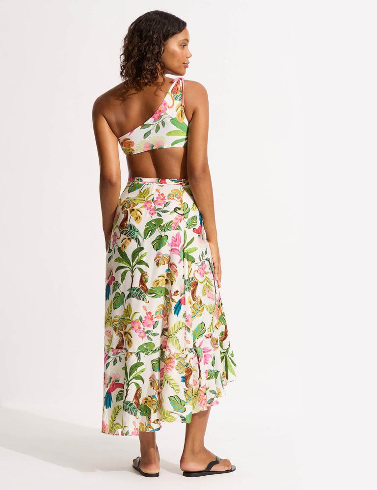 Uo floral beach sale wrap midi skirt