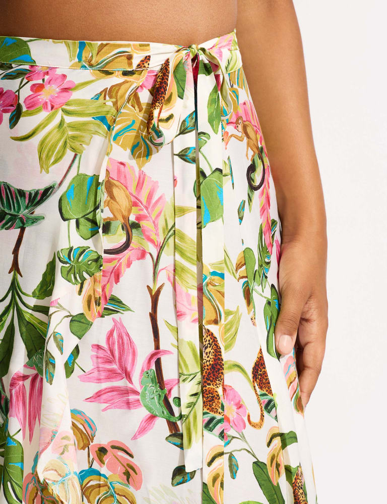 Floral Midaxi Wrap Beach Skirt Seafolly M S