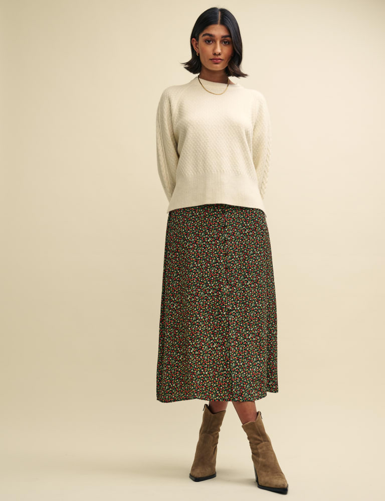 Light floral midi skirt hot sale