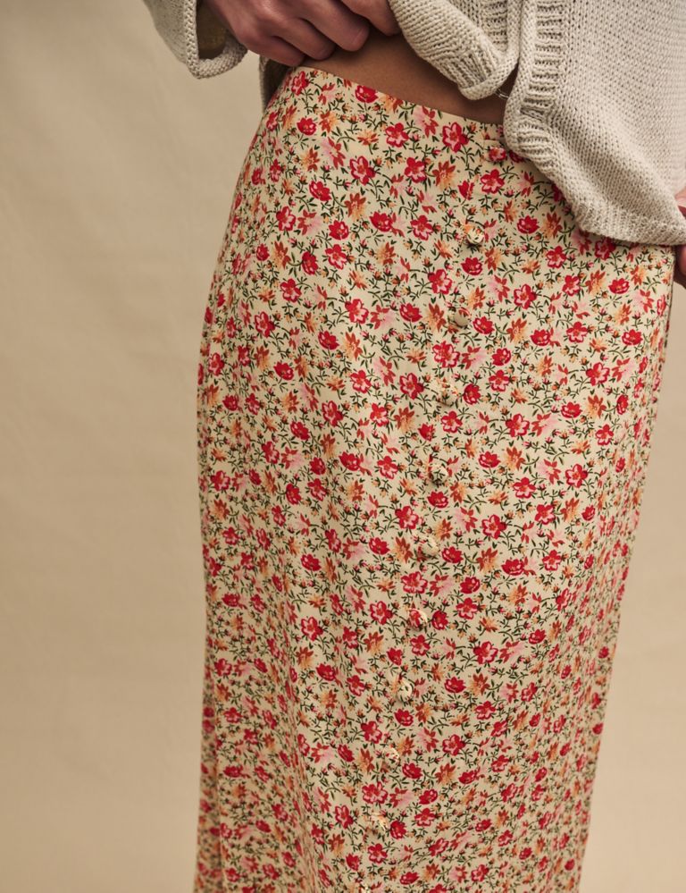 Floral Midi A-Line Skirt 4 of 4
