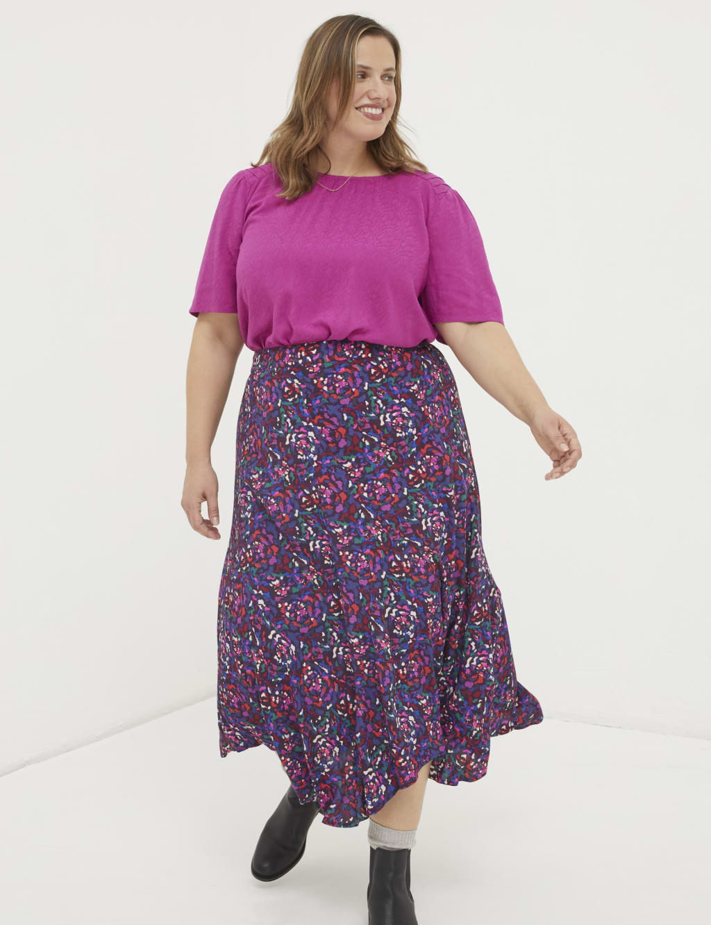 Fall floral midi skirt shop