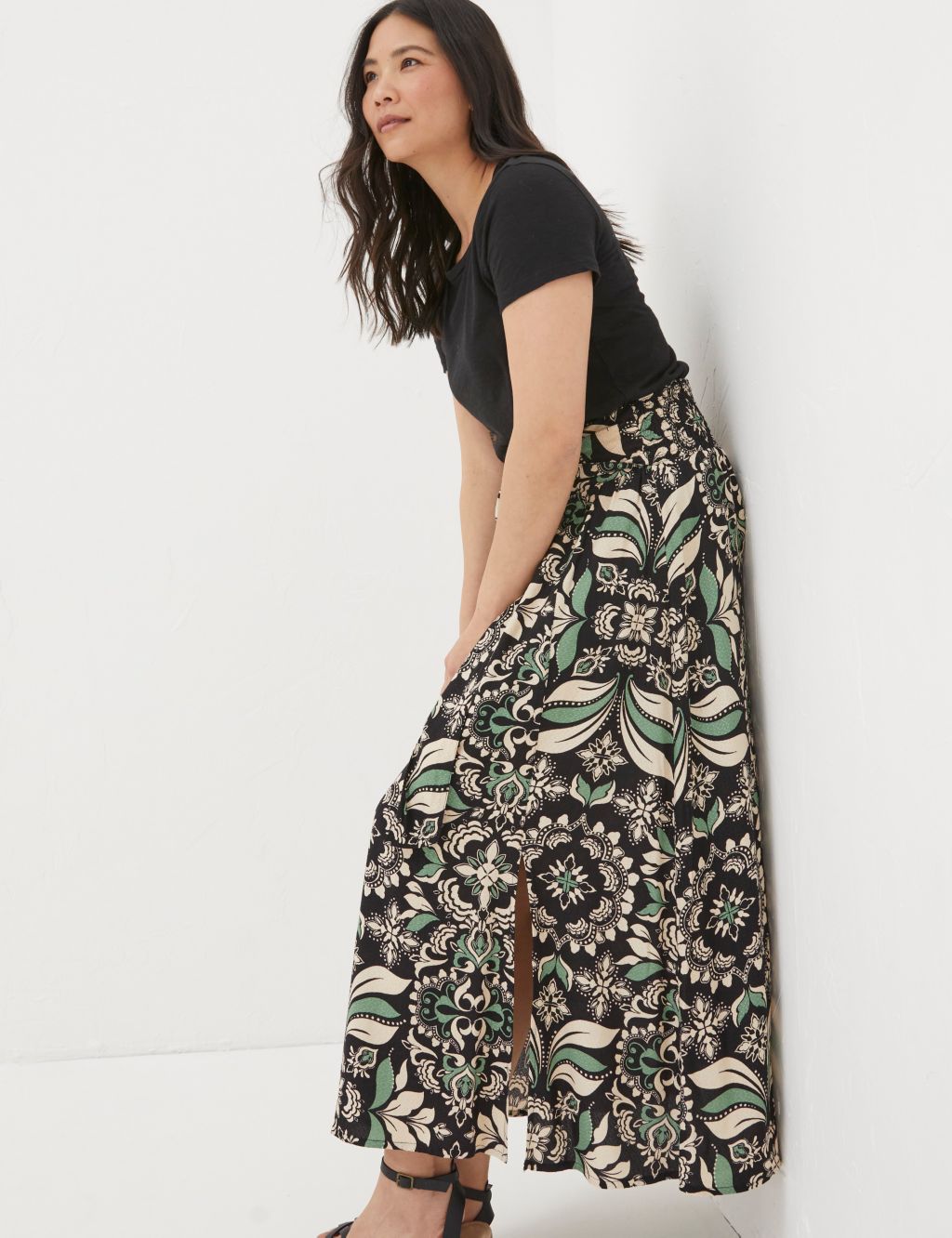 Buy Floral Midi A-Line Skirt | FatFace | M&S