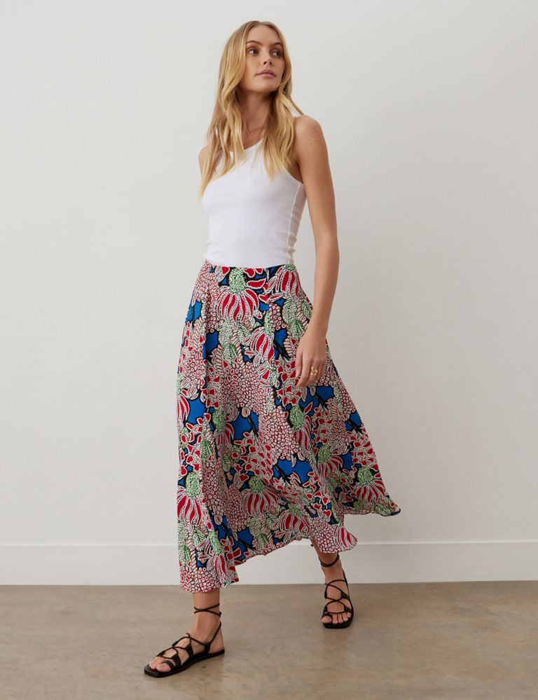 Floral Midi A-Line Skirt 1 of 4