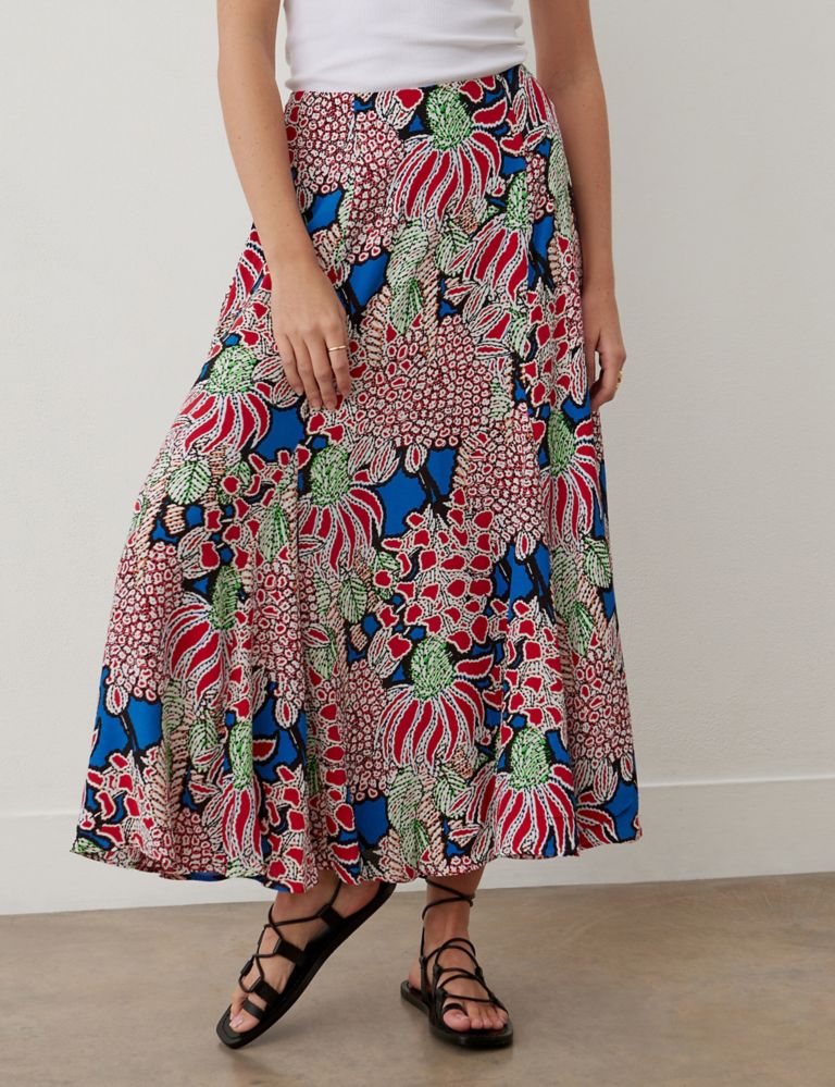 Floral Midi A-Line Skirt 4 of 4