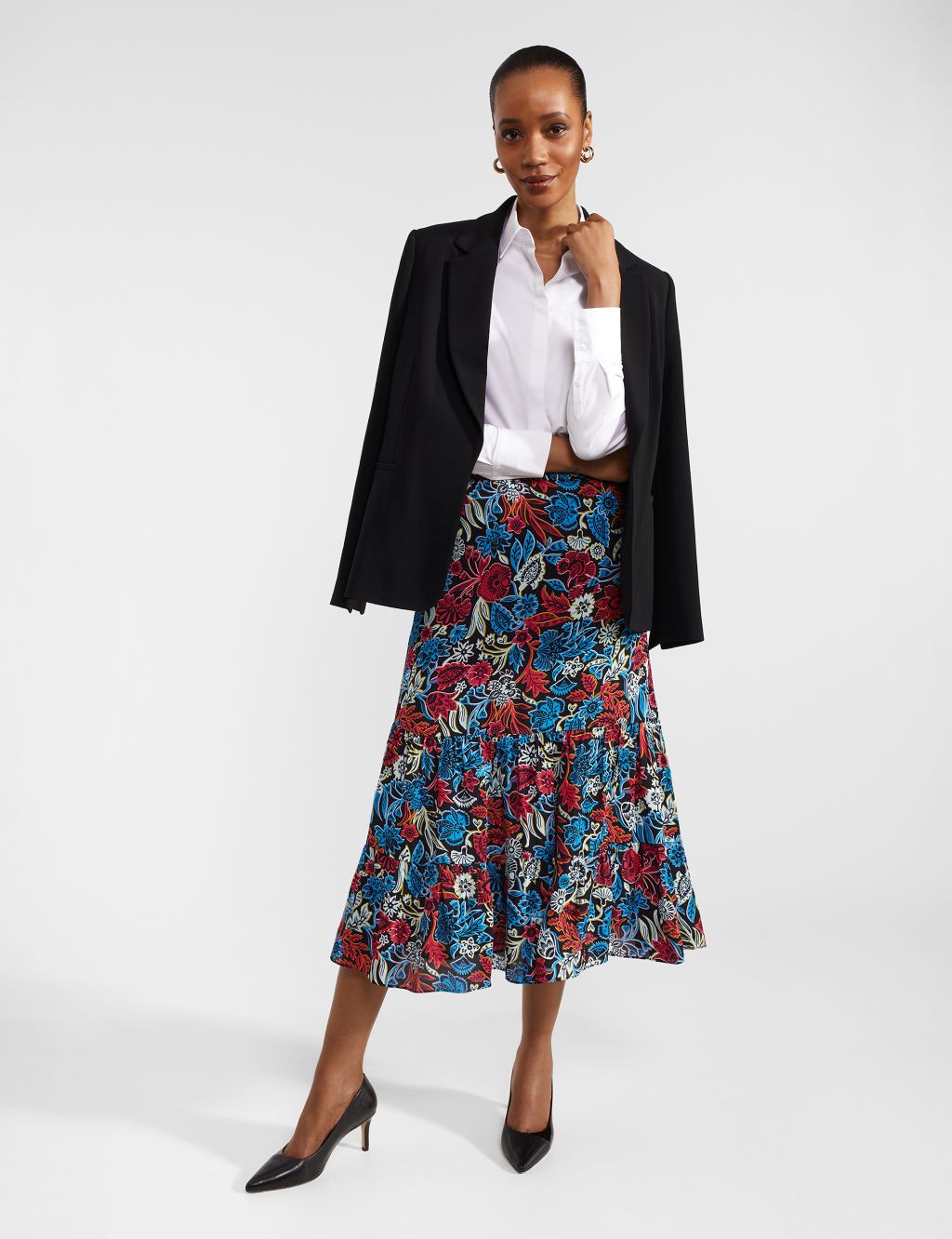 Floral Midi A-Line Skirt 4 of 7