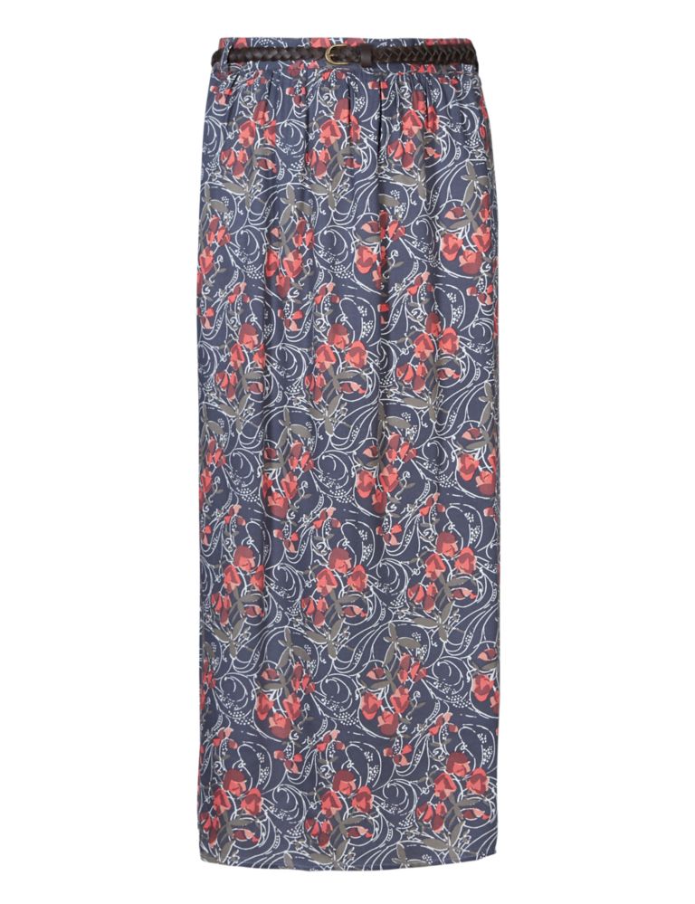 Floral Midi Skirt with Belt 3 of 4