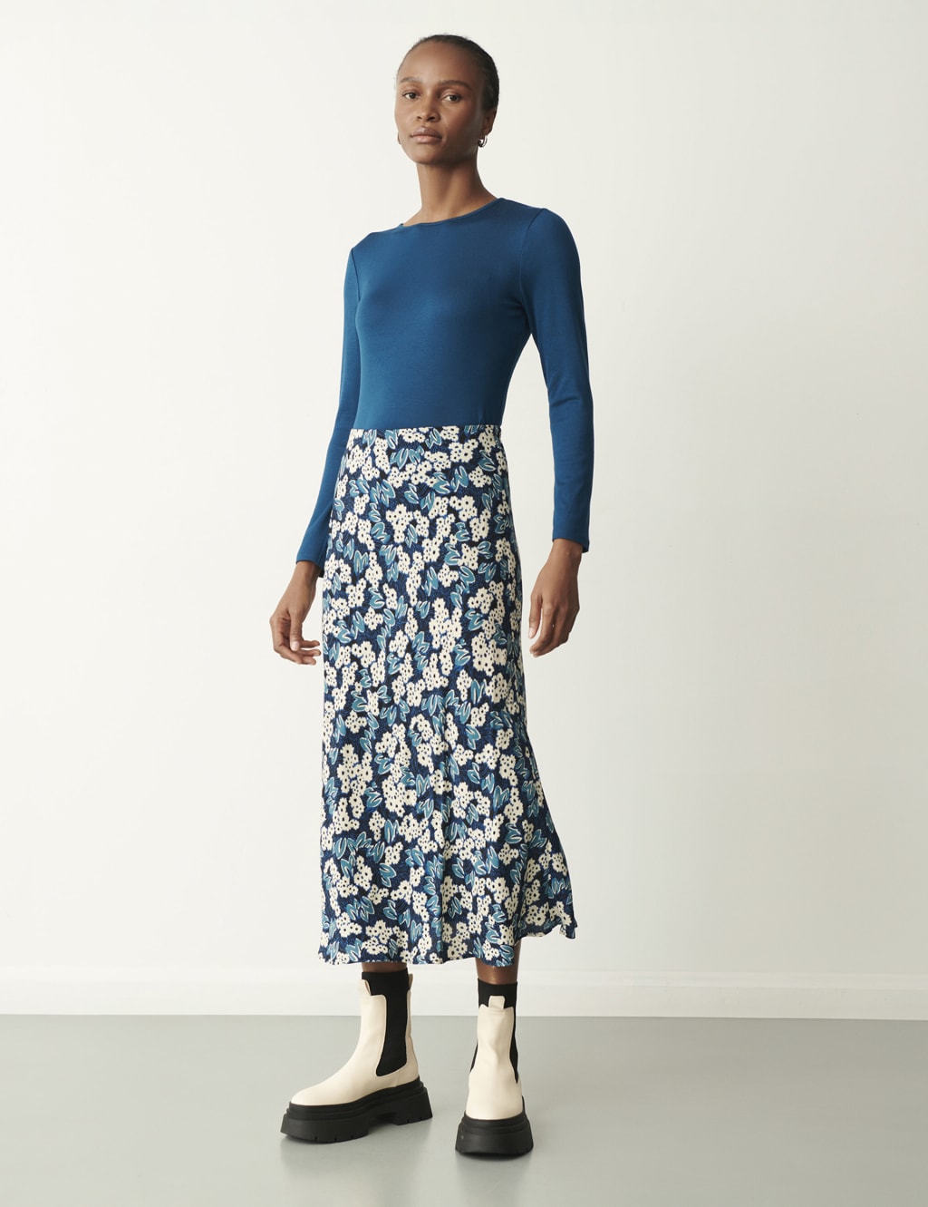 Floral midi online slip skirt
