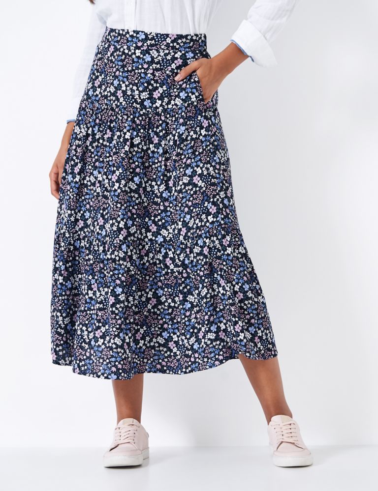 Floral Midi Tiered Skirt