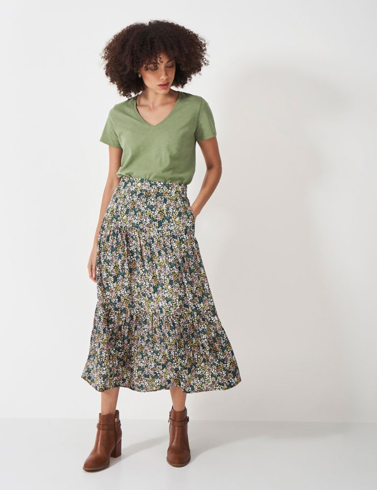 Floral Midi Tiered Skirt 1 of 3