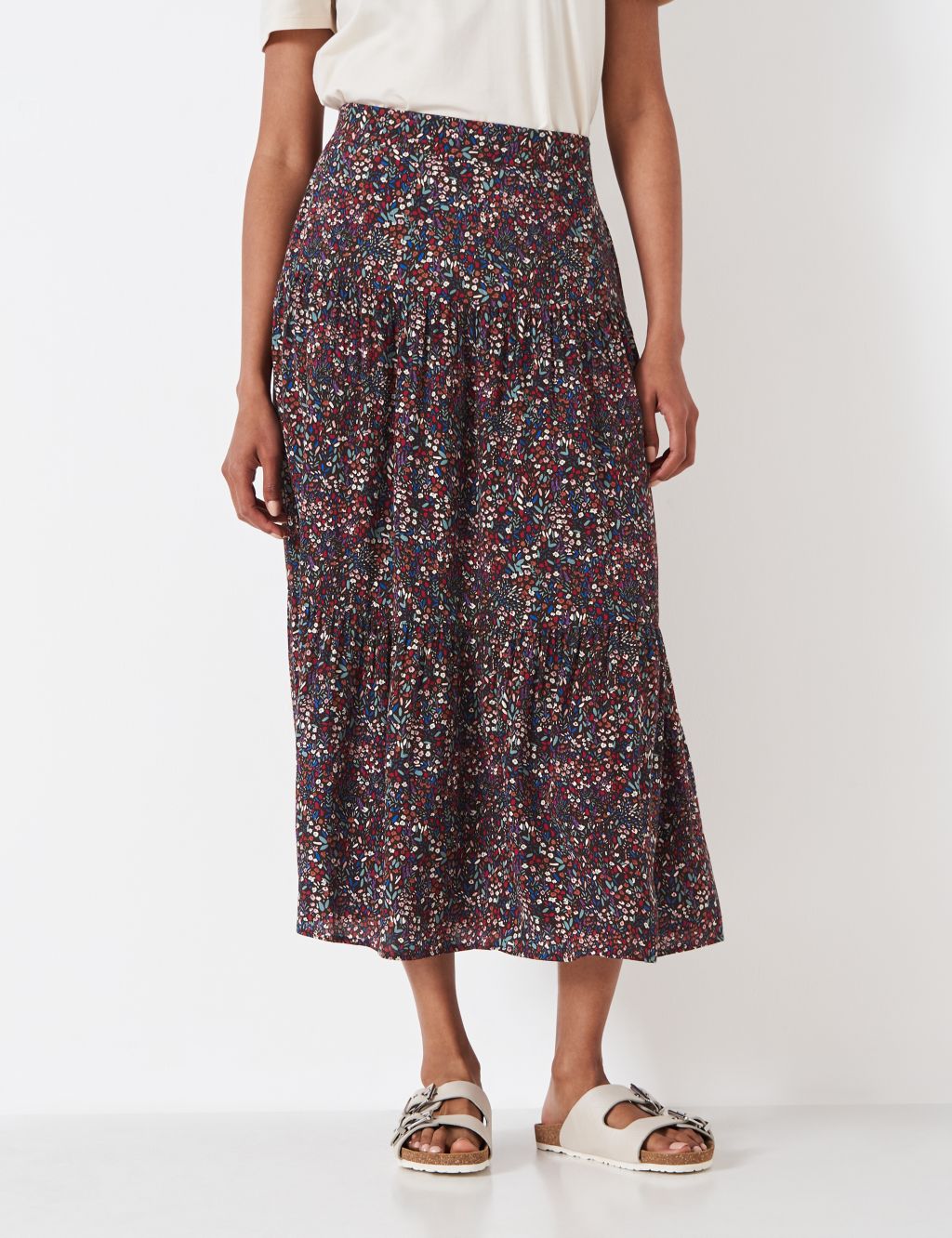 Buy Floral Midi Tiered Skirt | Crew Clothing | M&S