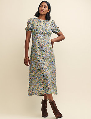 Floral Midi Waisted Dress Image 2 of 7
