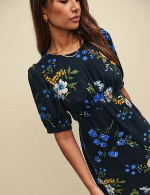 Midi blue outlet floral dress