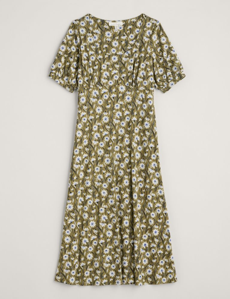 Floral Midi Waisted Dress with Cotton 2 of 5