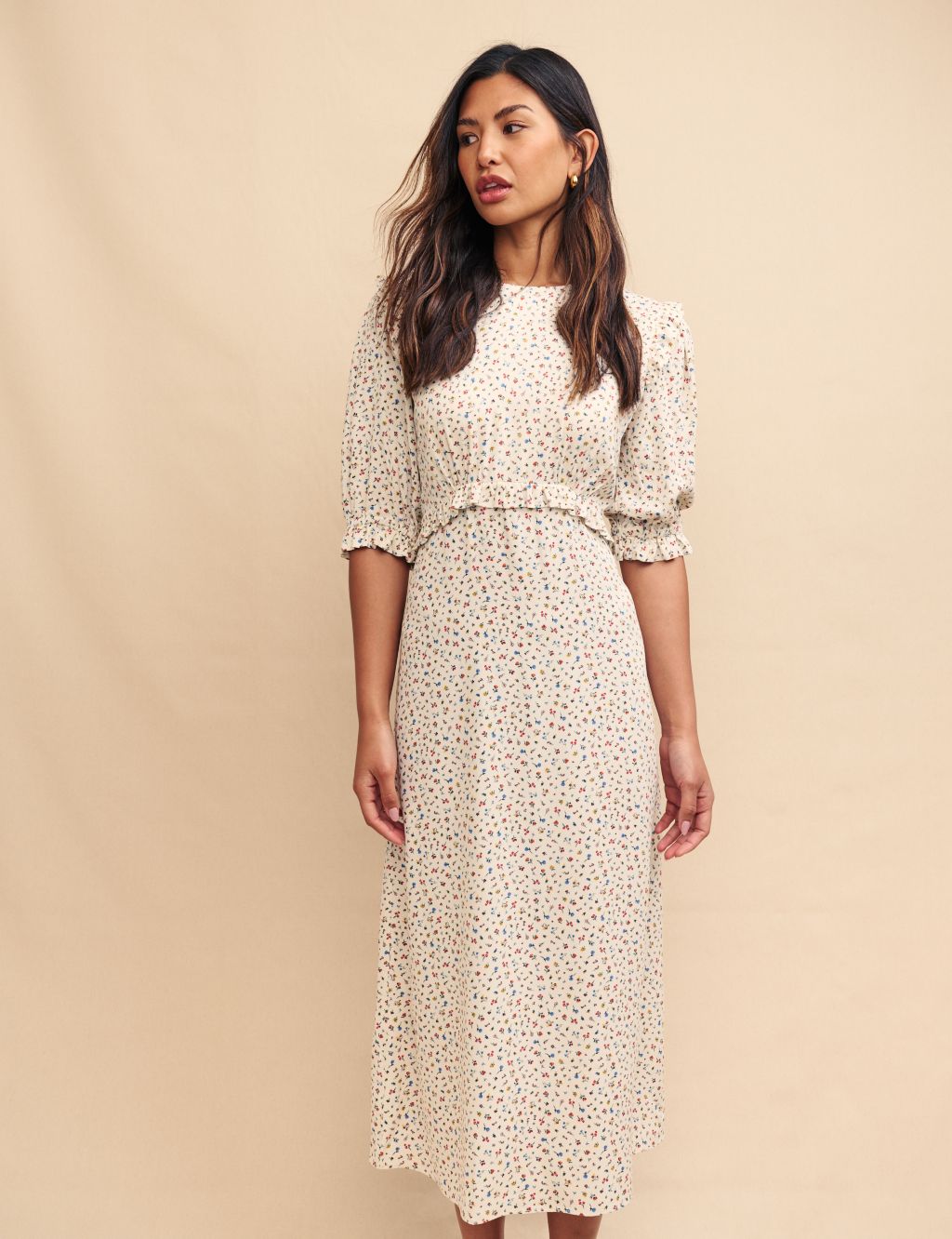 Floral Midi Waisted Dress 1 of 6