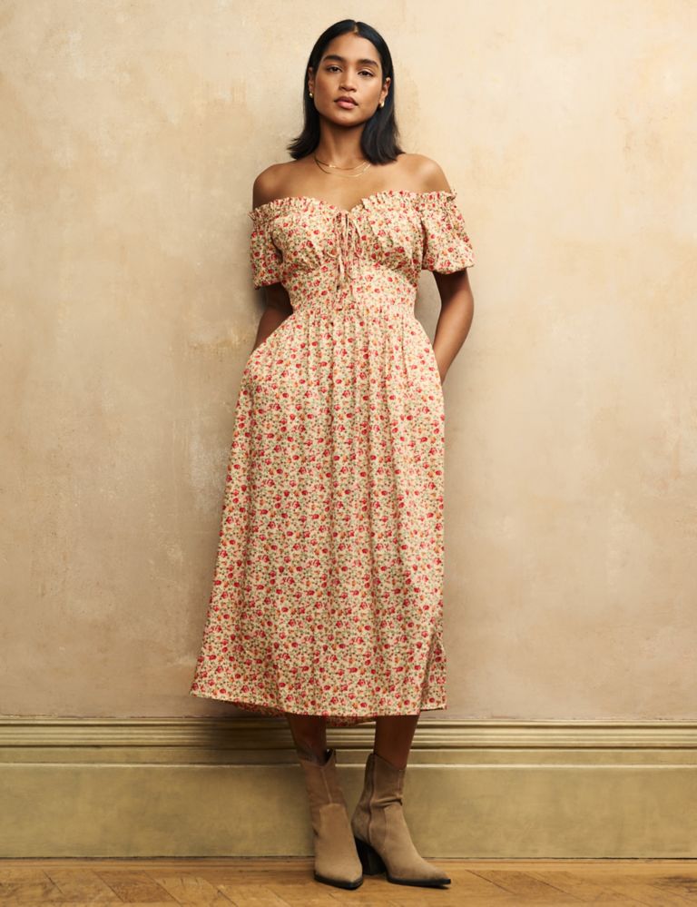 Floral Midi Waisted Dress 1 of 4