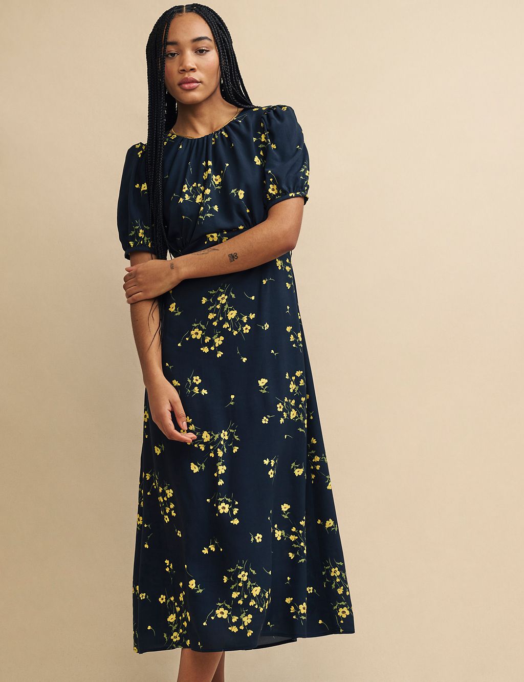 Floral Midi Waisted Dress 2 of 4