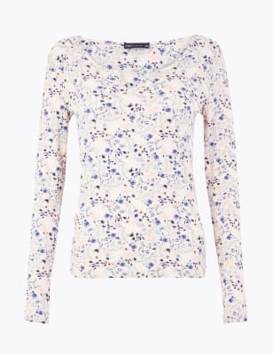 Floral Notch Neck Fitted Top | M&S Collection | M&S