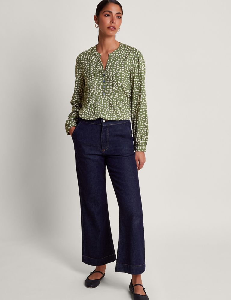 Floral Notch Neck Pintuck Blouse 4 of 5