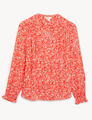 Floral Notch Neck Popover Blouse Image 2 of 6