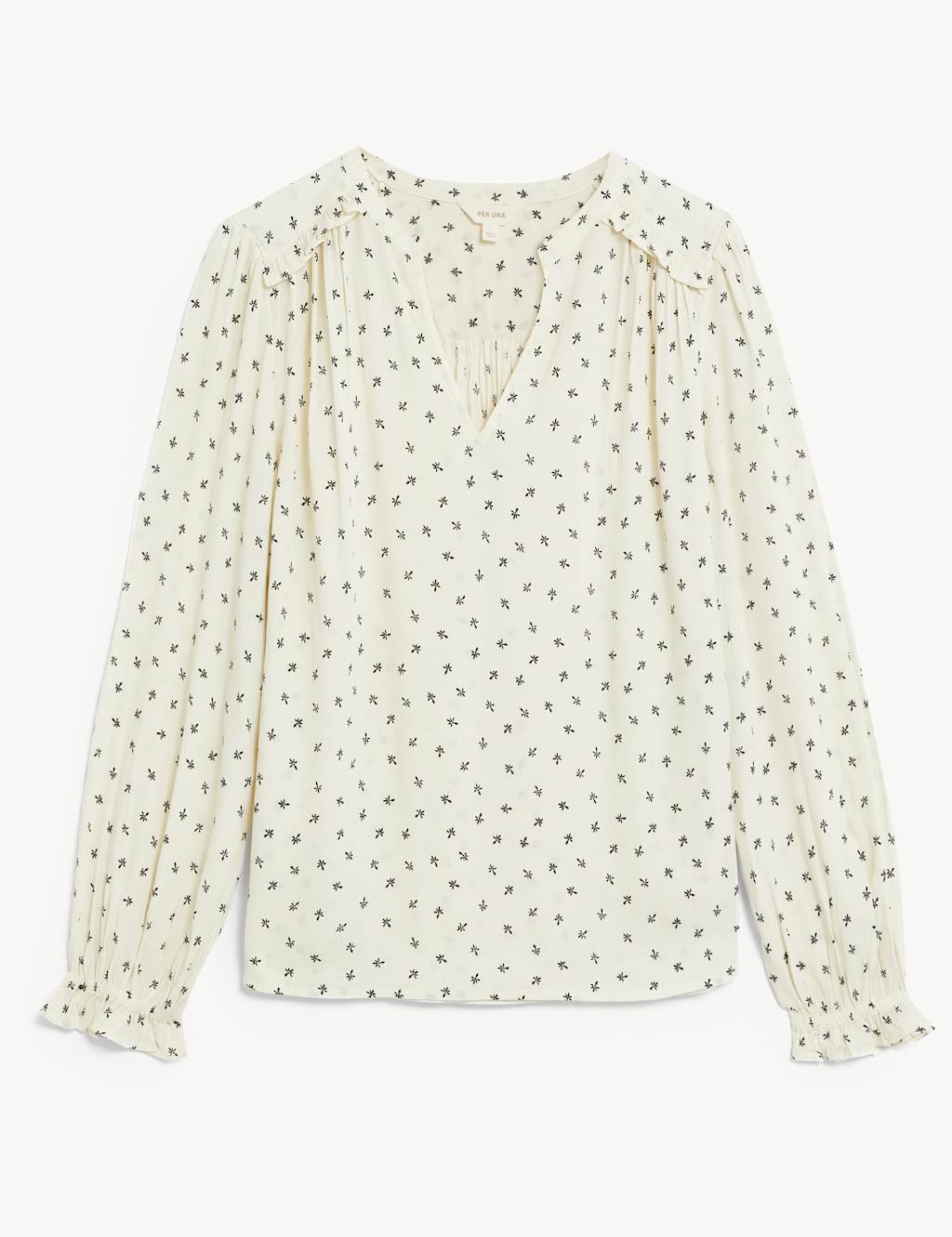 Floral Notch Neck Popover Blouse 3 of 7
