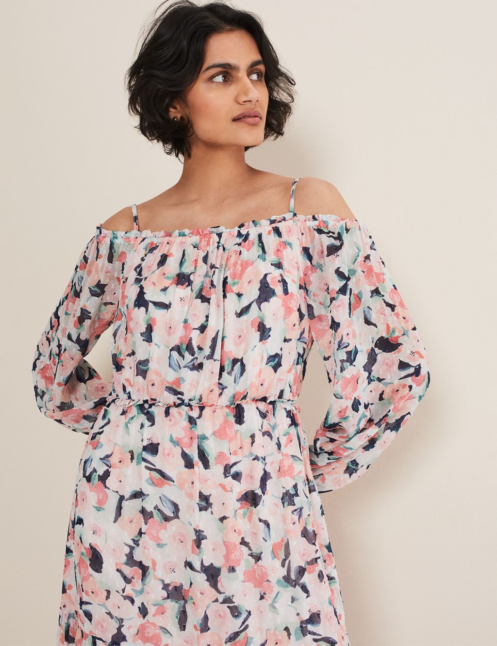 Floral Off The Shoulder Midaxi Tiered Dress 2 of 5